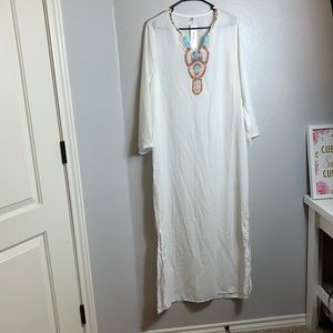 Swimsuit cover up white blue orange one size